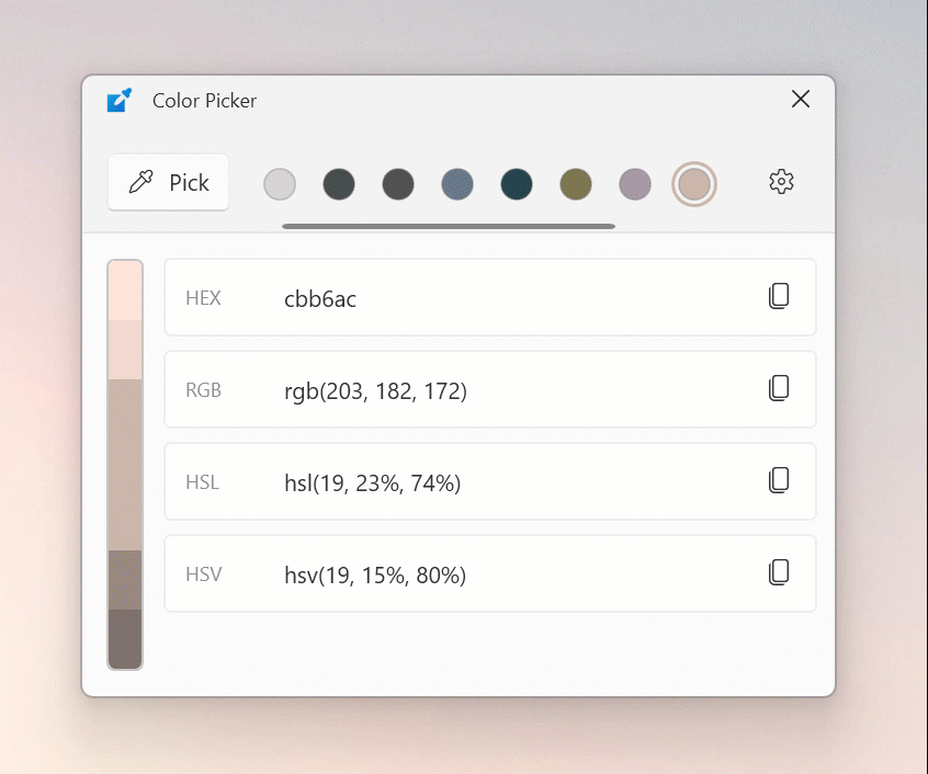 Color Picker Editor window