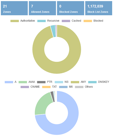 Technitium DNS Server Dashboard - Donut Charts